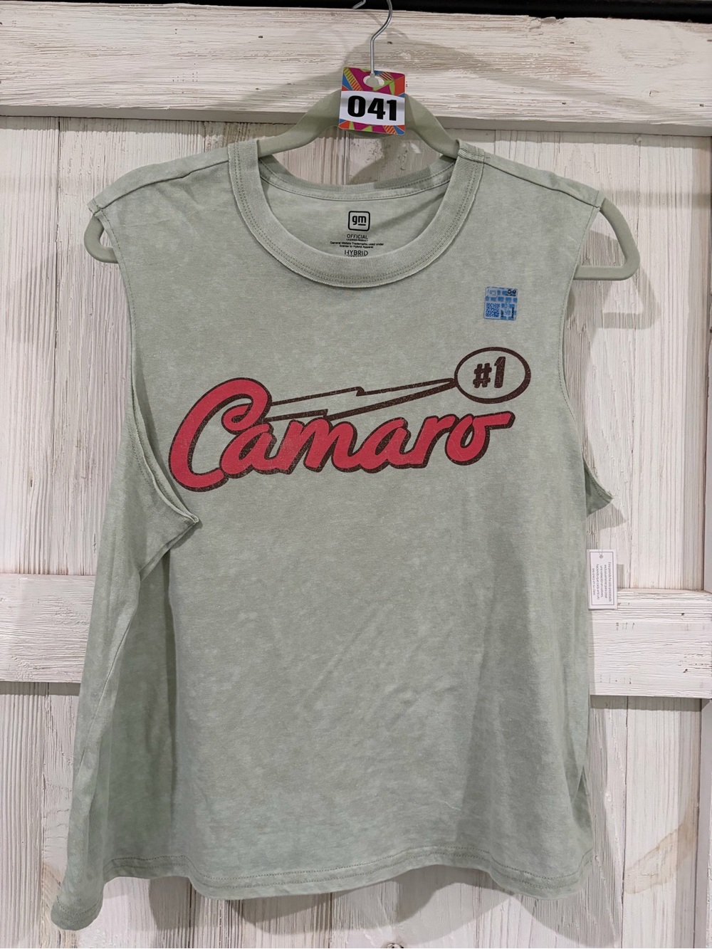 Oversized Camaro Graphic Muscle Tank - Sage Green